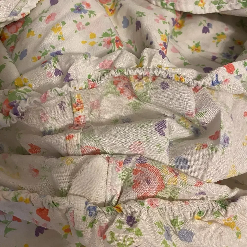 VTG Cotton Blend Twin Fitted Sheet Floral Country Home Cottage 39x79” Mattress